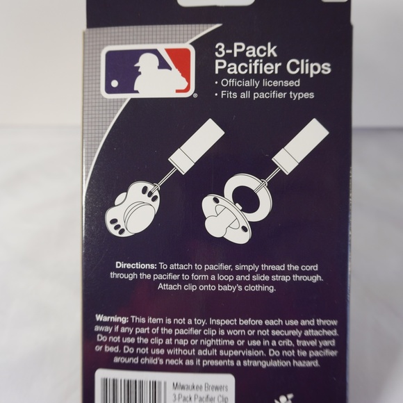 Milwaukee Brewers Pacifier Clip 3-Pack Baby Fanatics MLB Officially Licensed - Picture 4 of 4